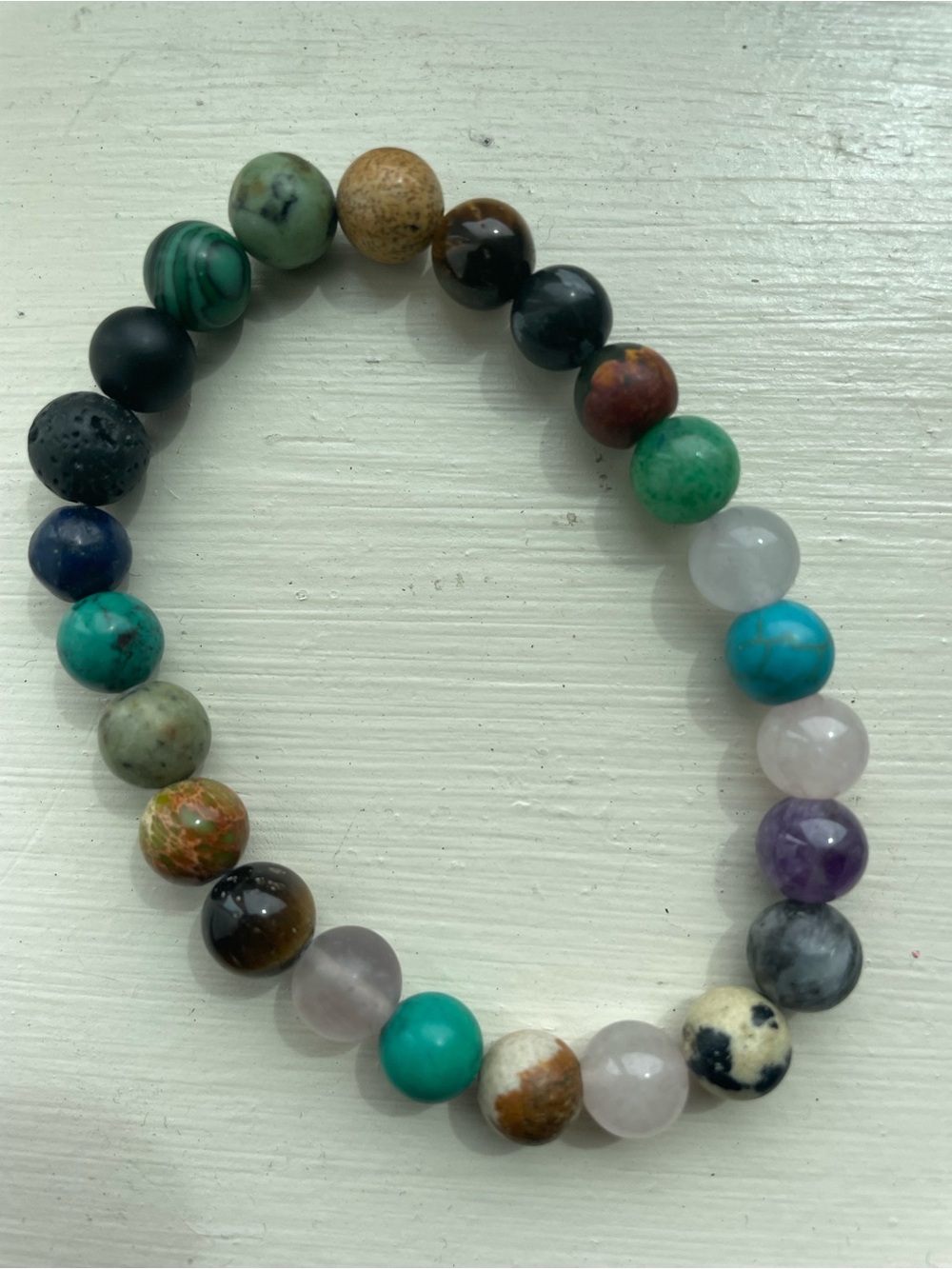 Multicolor Natural Stone Bead Stretch Bracelet - Women Jewelry